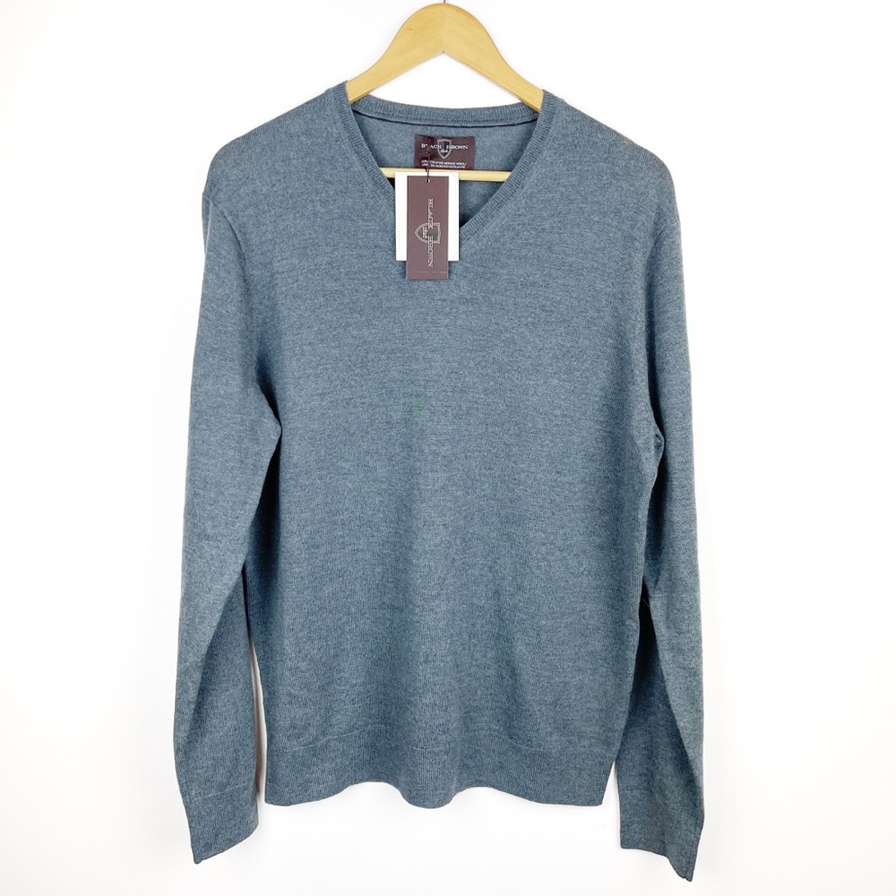 BLACK BROWN 1826 V-Neck Merino Wool Sweater L